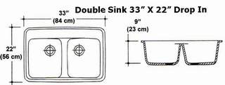 33" X 22"Double Bowl Drop-In Kitchen Sink Mold