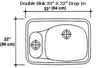 33" X 22" Double Bowl Drop-In Kitchen Sink Mold