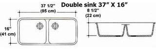 37" X 16" Double Bowl Kitchen Sink Mold