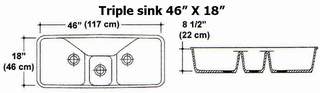 46" X 18" Triple Bowl Kitchen Sink Mold