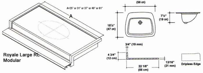 22" Royale Large RL Style Cultured Marble Modular (Speed) Mold. Comes in various Lengths.
