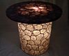 Semi Transparent Circular Tortoise Shell End Table made from flexible onyx