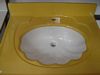 School Bus Yellow Two Tone sink with Recessed Shell Bowl.